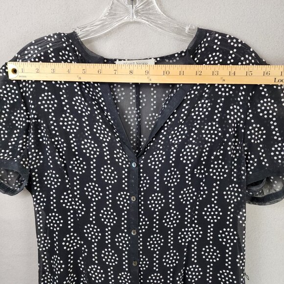 Kay Unger Sheer Midi Dress Black with White Dots V-Neck 100% Silk - Picture 3 of 9